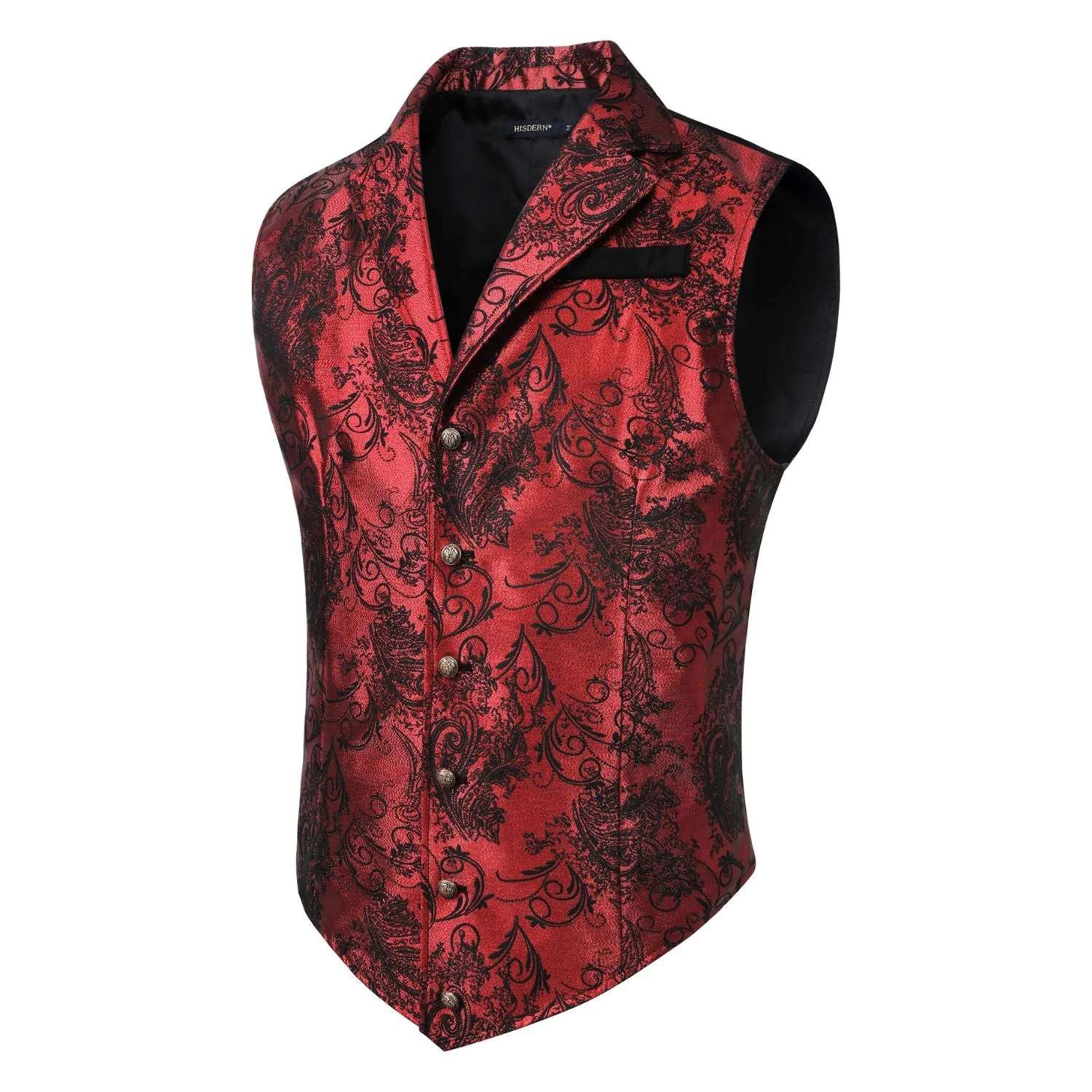 Gothic Lapel Party Vest for Men - RED/BLACK-5