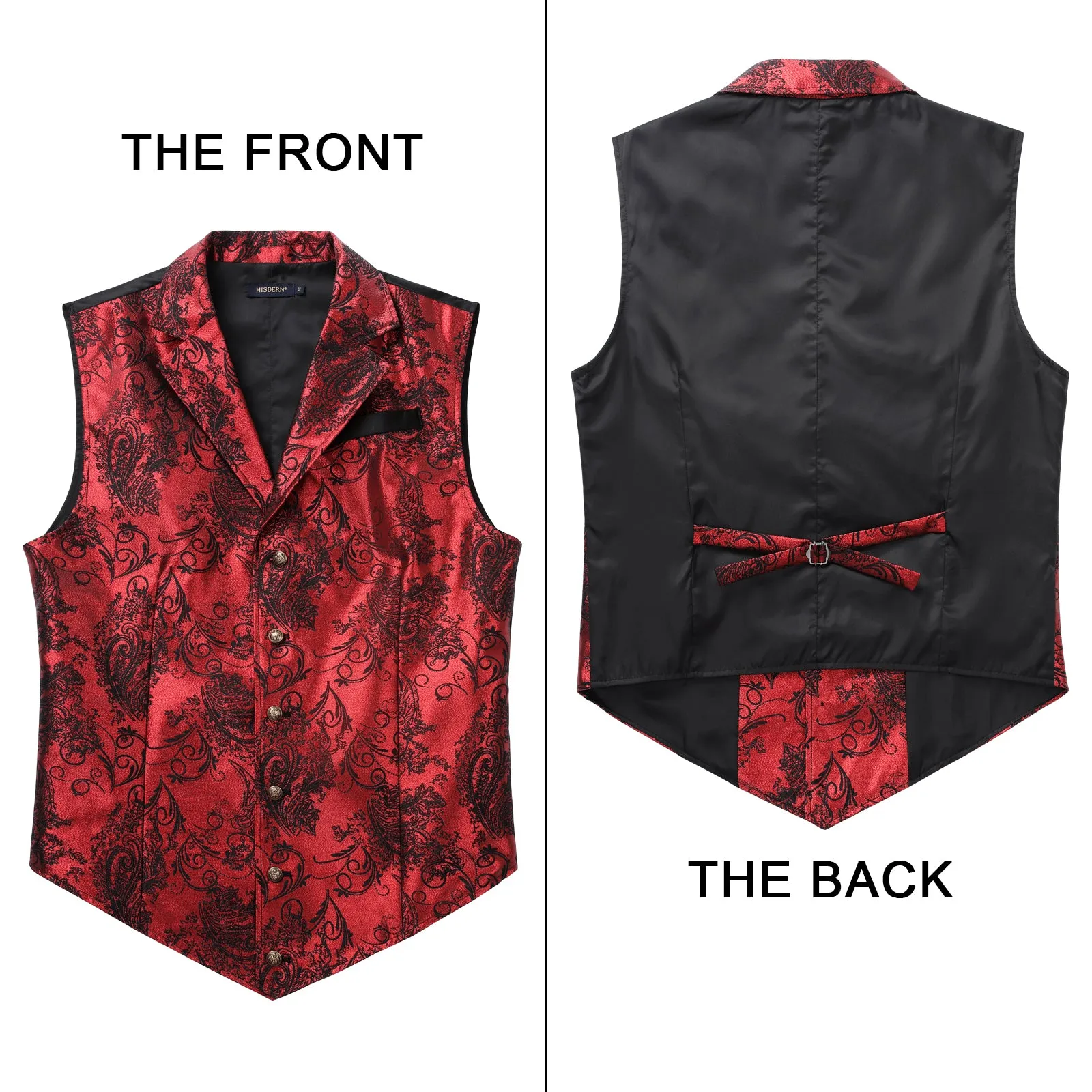 Gothic Lapel Party Vest for Men - RED/BLACK-5