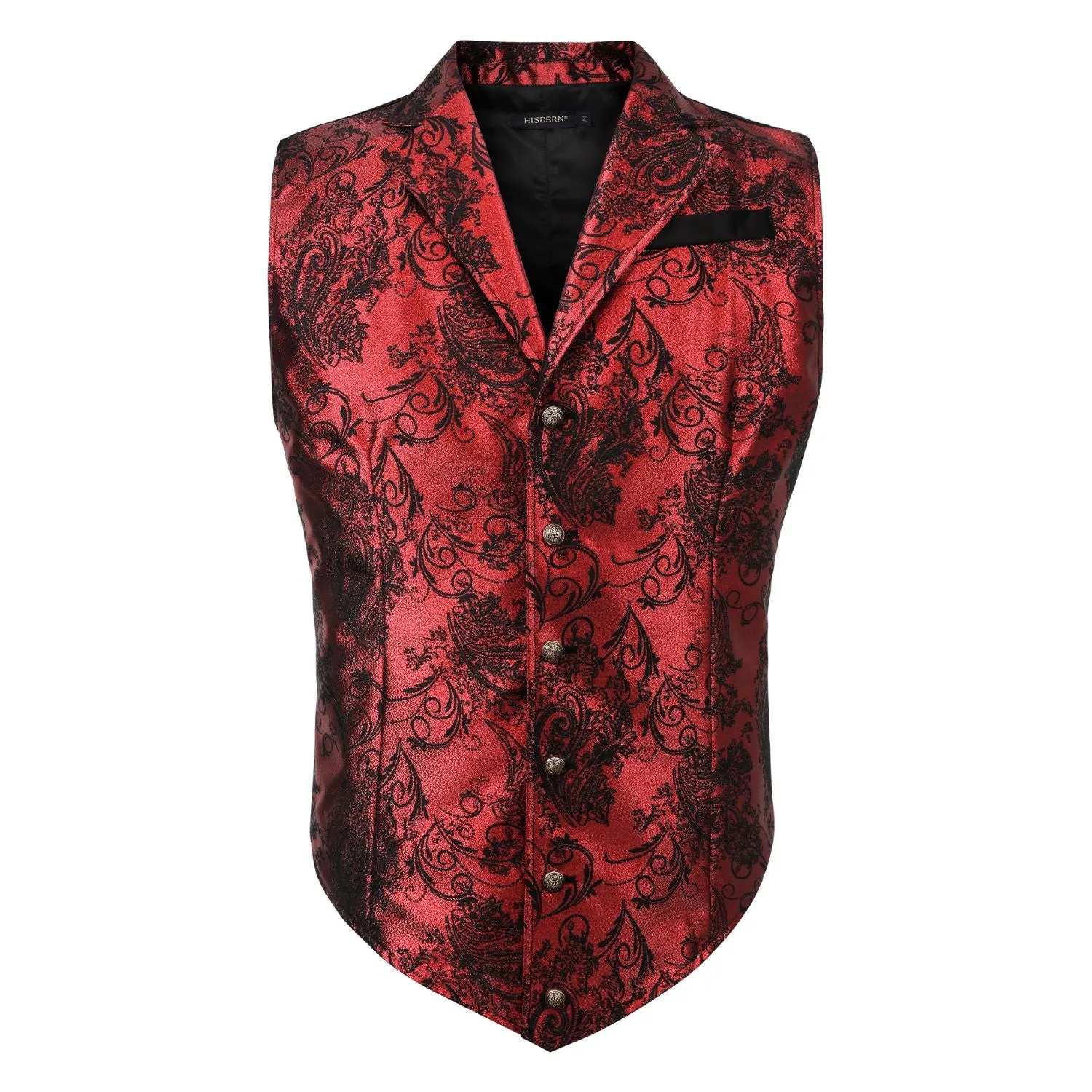 Gothic Lapel Party Vest for Men - RED/BLACK-5