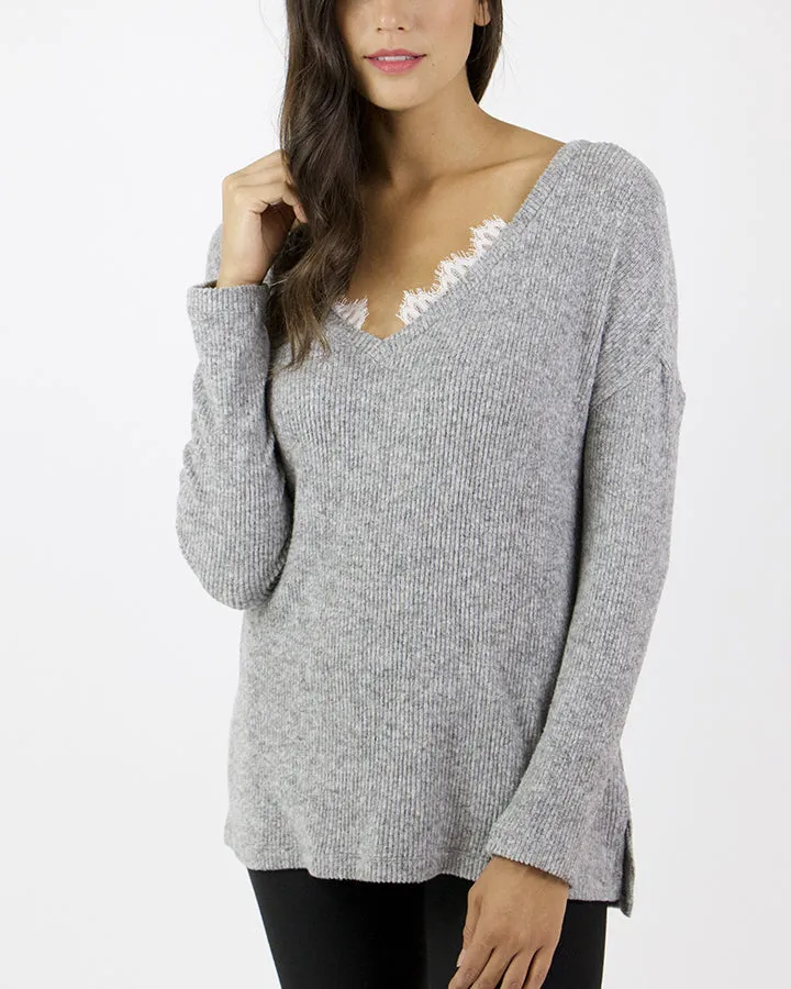 Grace & Lace Snow Day Sweater (Heather Grey)