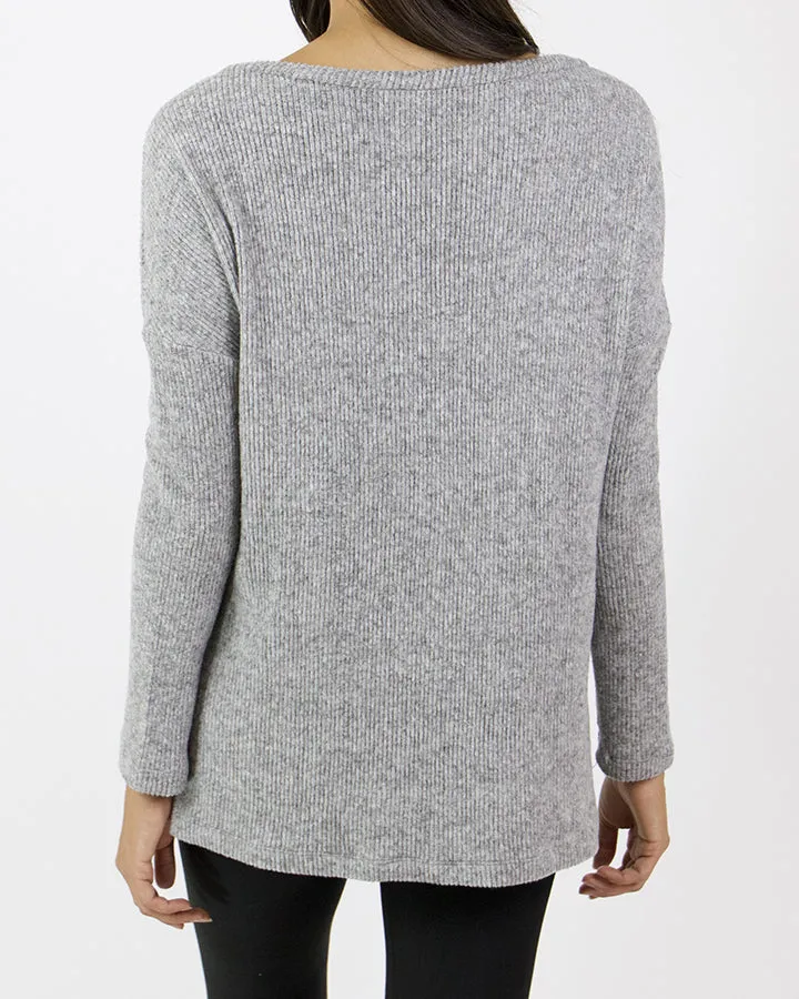 Grace & Lace Snow Day Sweater (Heather Grey)