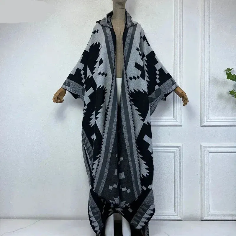 Hooded Winter Cloaks Kaftan Poncho