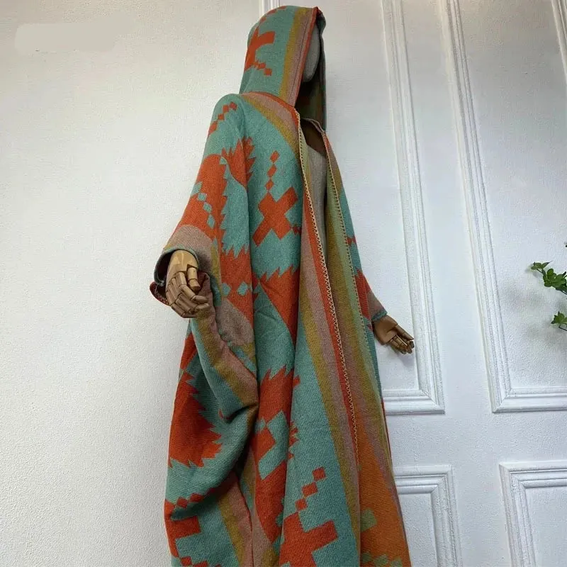 Hooded Winter Cloaks Kaftan Poncho