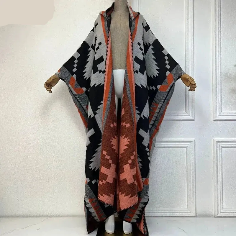 Hooded Winter Cloaks Kaftan Poncho