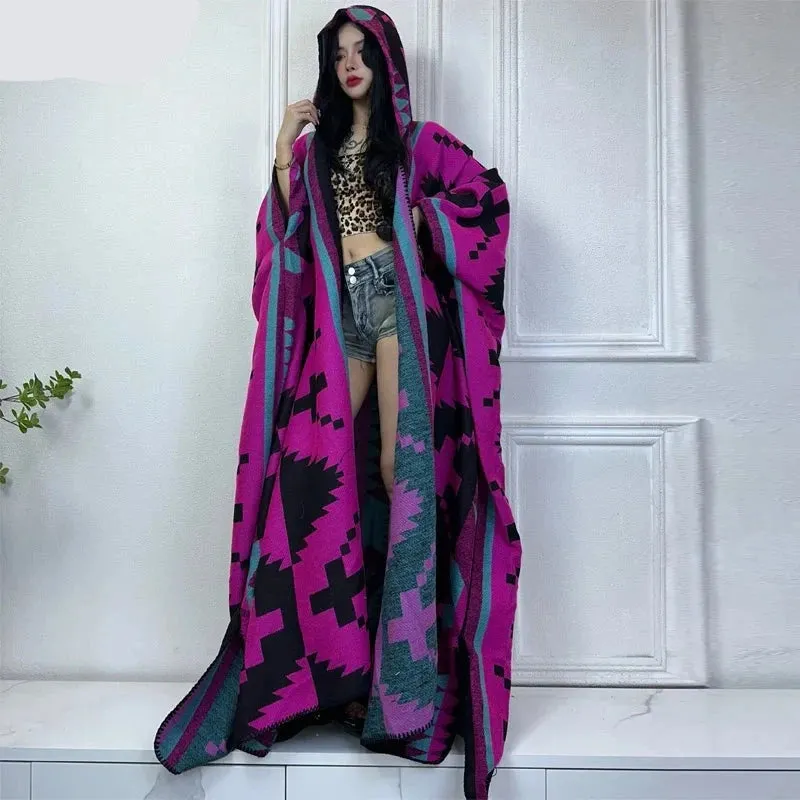 Hooded Winter Cloaks Kaftan Poncho