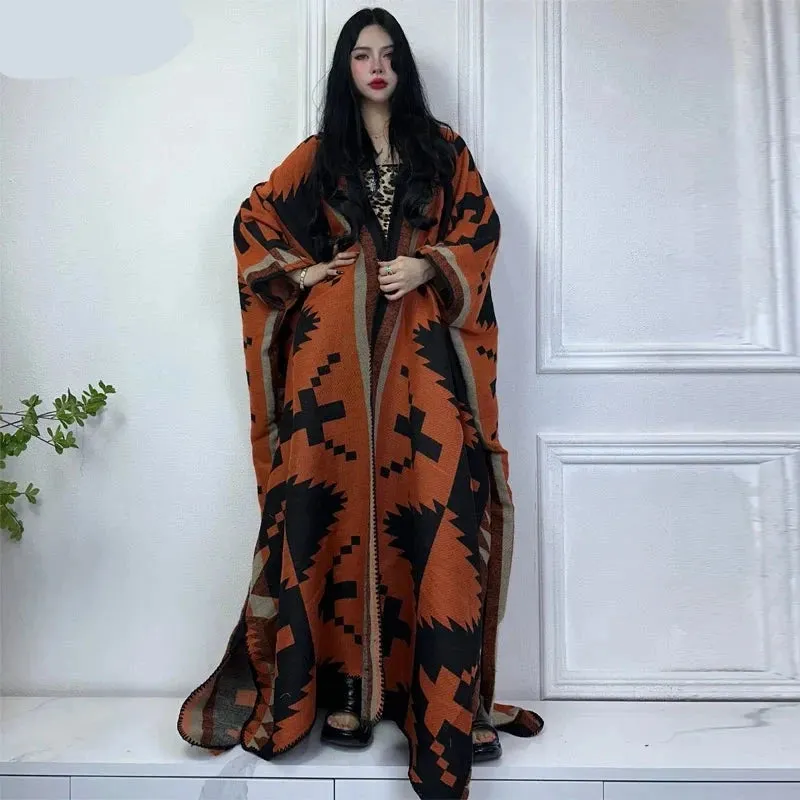 Hooded Winter Cloaks Kaftan Poncho