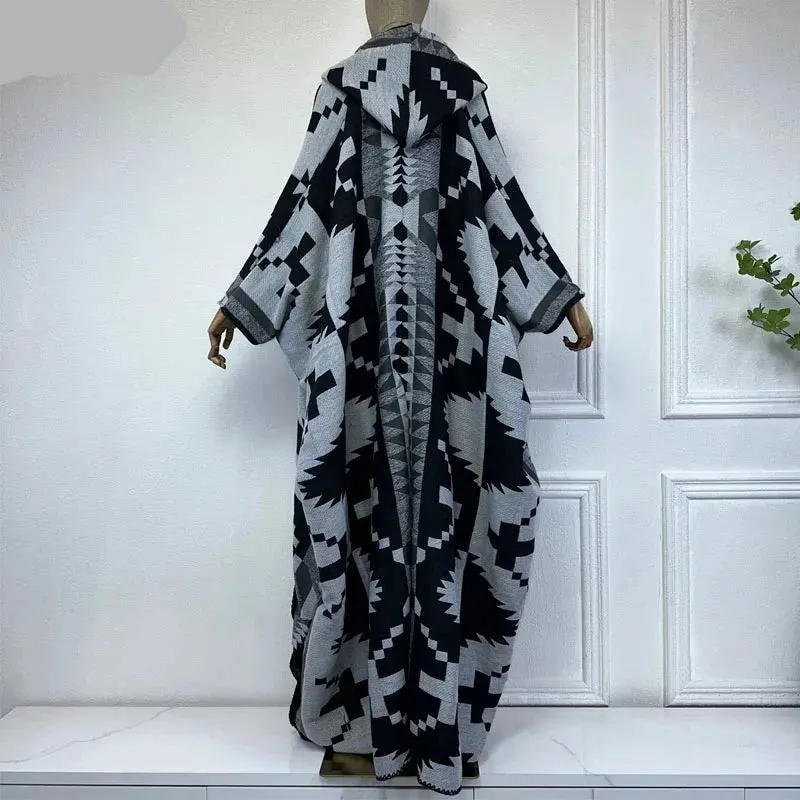 Hooded Winter Cloaks Kaftan Poncho