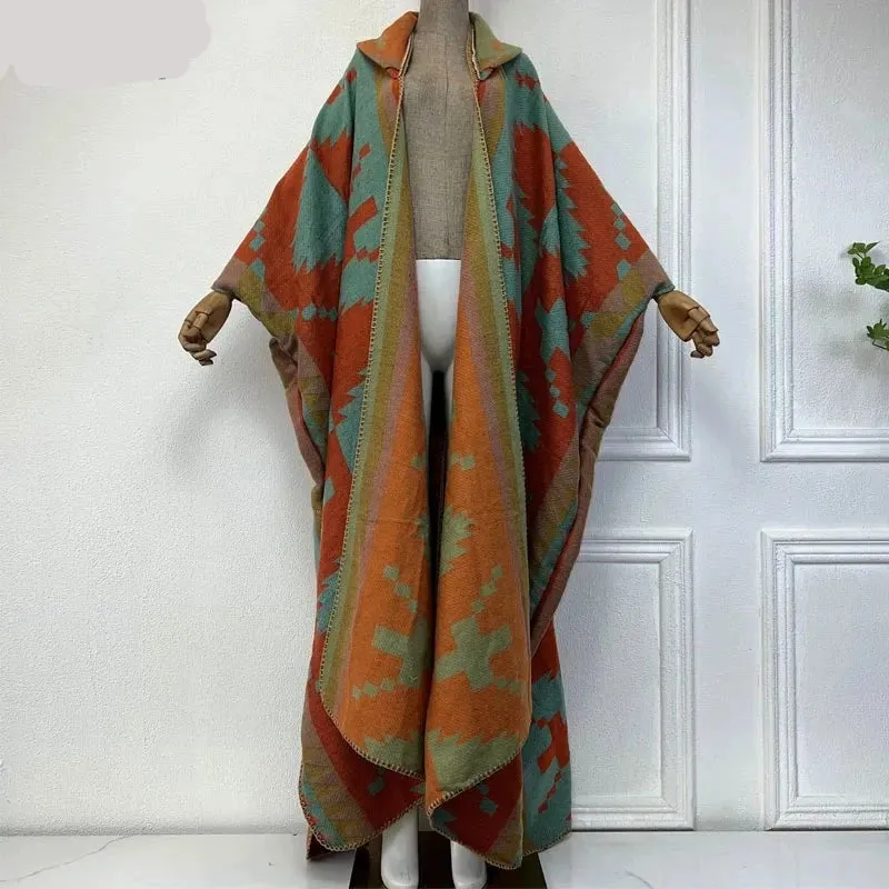 Hooded Winter Cloaks Kaftan Poncho