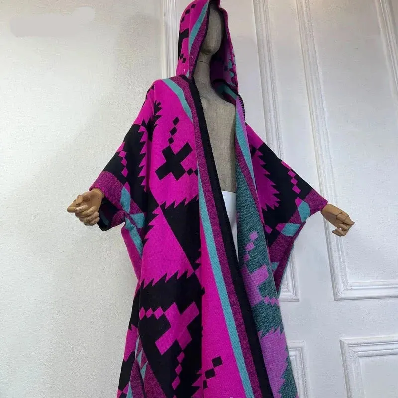 Hooded Winter Cloaks Kaftan Poncho