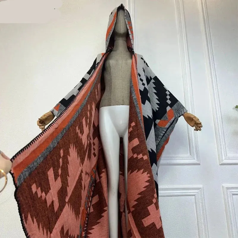 Hooded Winter Cloaks Kaftan Poncho