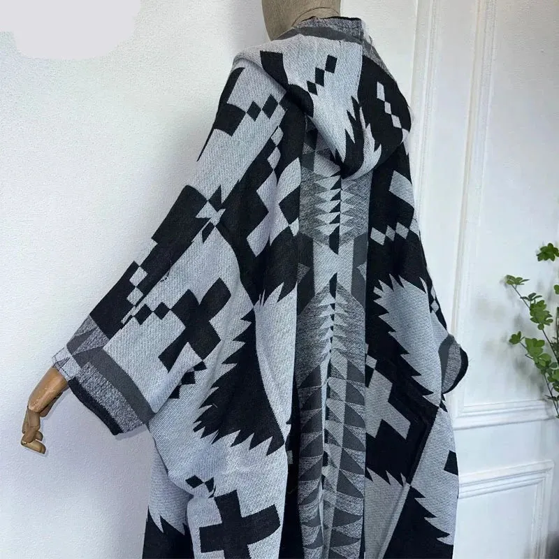 Hooded Winter Cloaks Kaftan Poncho