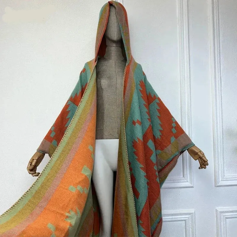 Hooded Winter Cloaks Kaftan Poncho