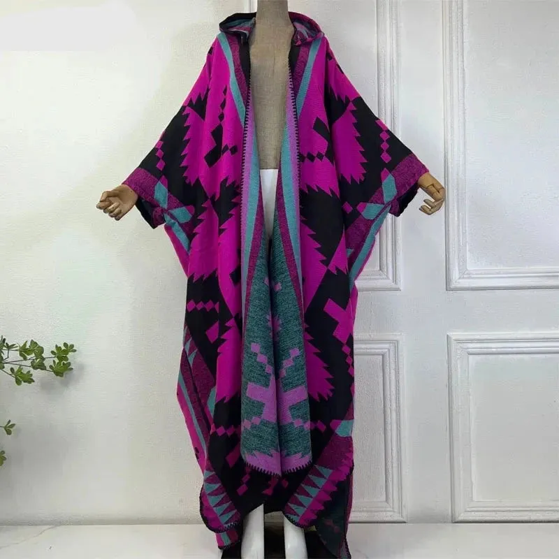 Hooded Winter Cloaks Kaftan Poncho