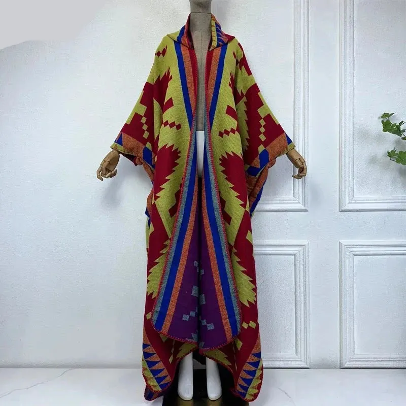 Hooded Winter Cloaks Kaftan Poncho