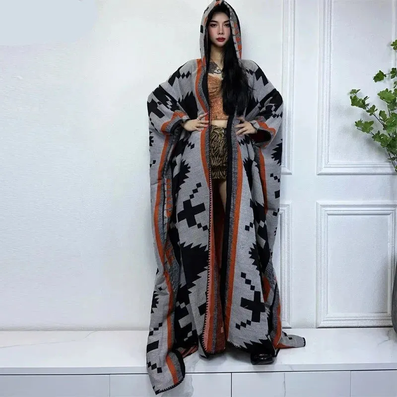 Hooded Winter Cloaks Kaftan Poncho