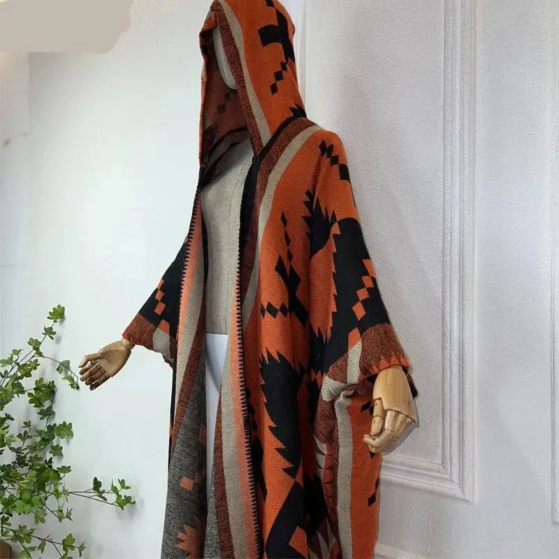 Hooded Winter Cloaks Kaftan Poncho