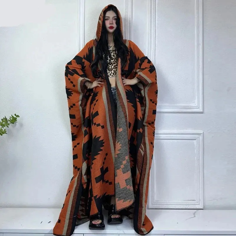 Hooded Winter Cloaks Kaftan Poncho