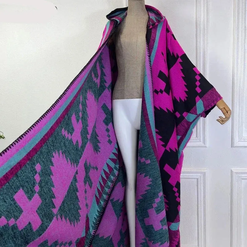 Hooded Winter Cloaks Kaftan Poncho