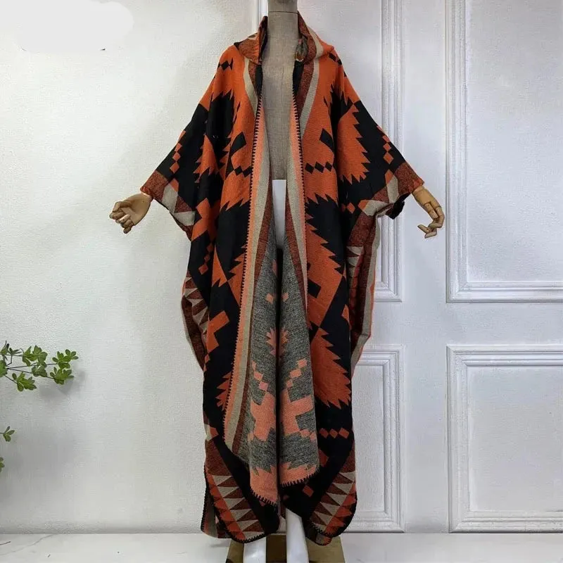 Hooded Winter Cloaks Kaftan Poncho