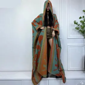 Hooded Winter Cloaks Kaftan Poncho