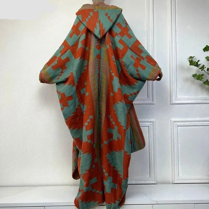 Hooded Winter Cloaks Kaftan Poncho