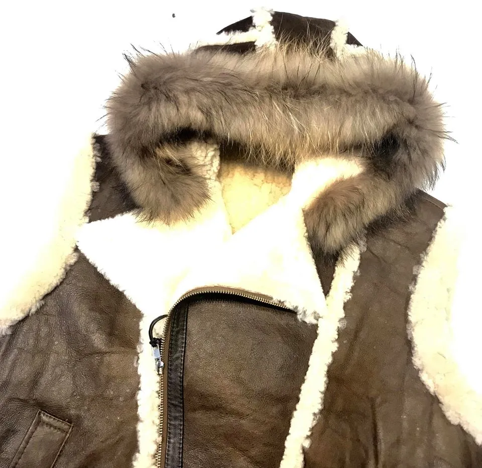 Jakewood Brown Shearling Fox Collar Vest