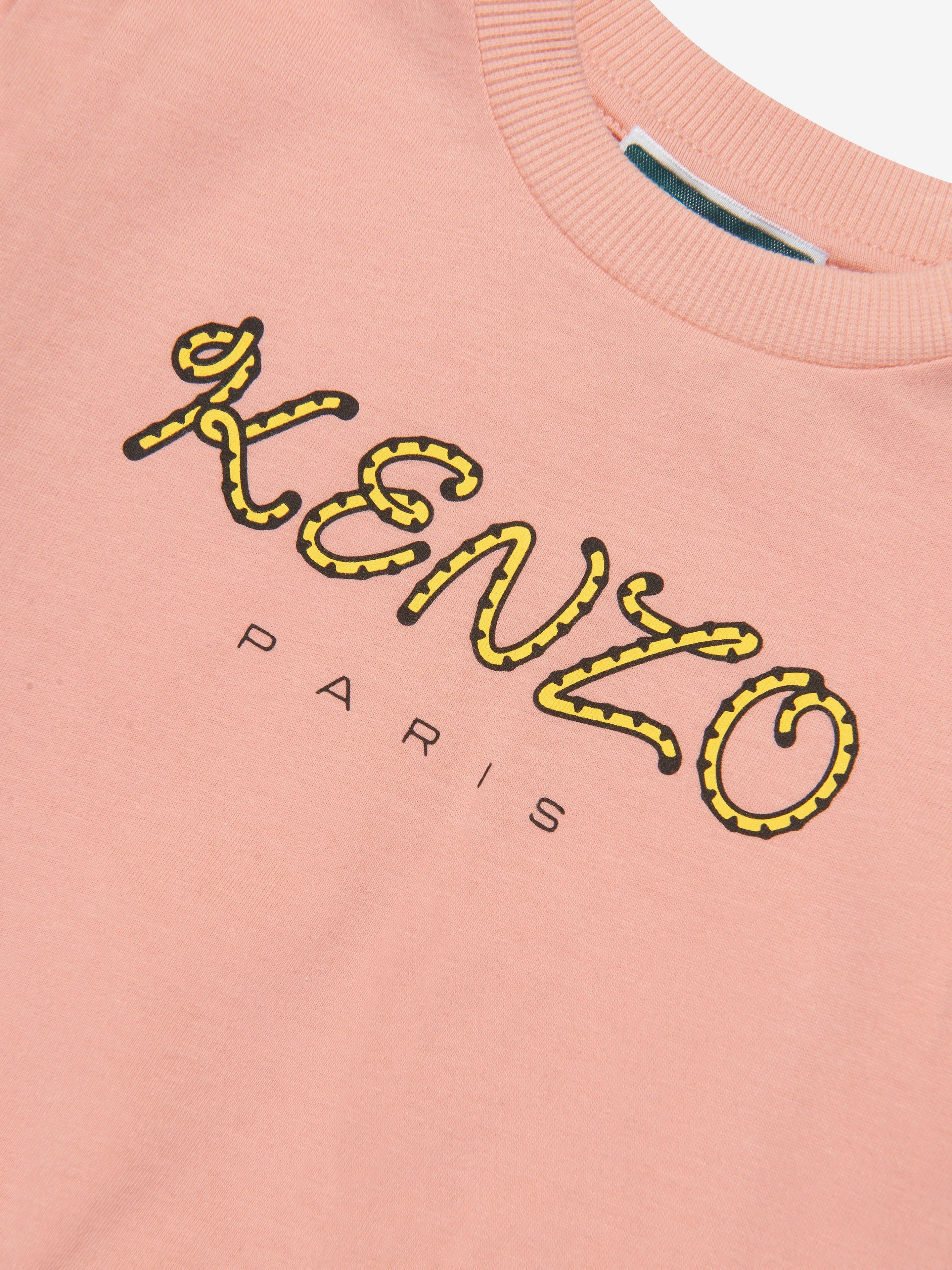 KENZO Baby Girls Logo Jersey Dress in Pink