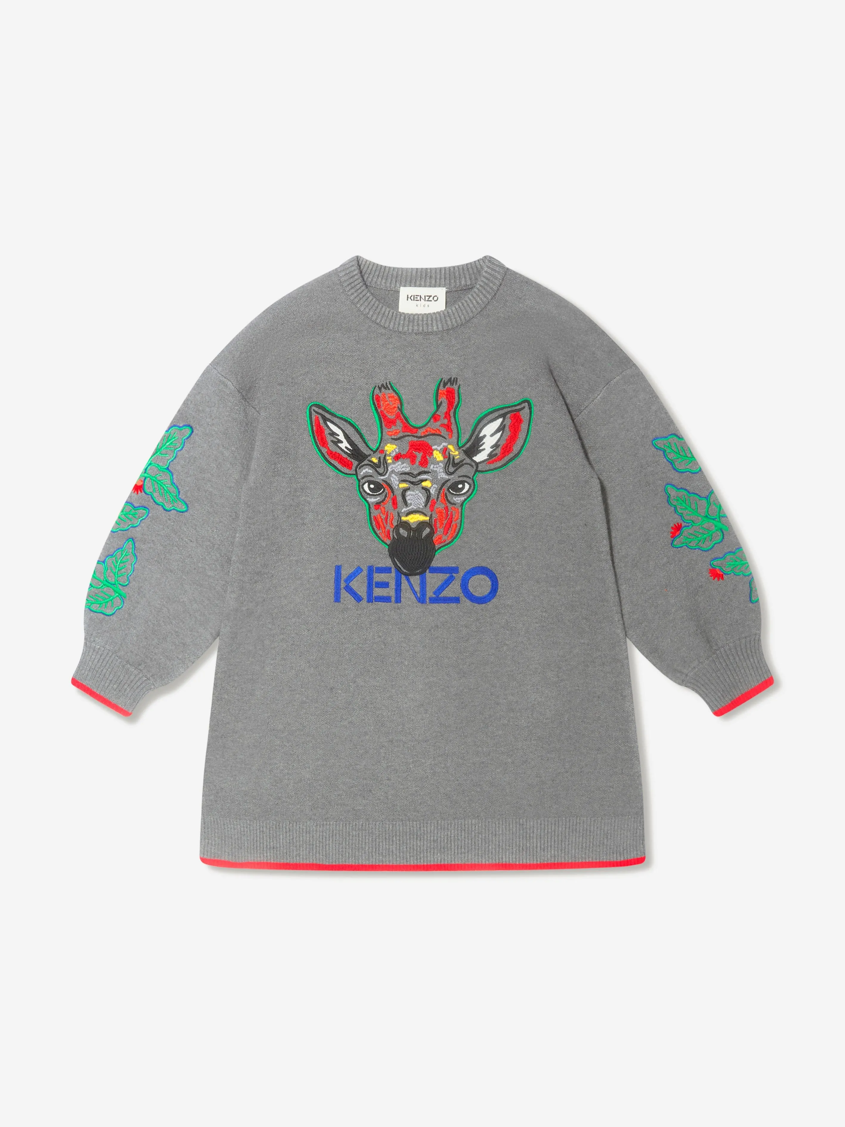 KENZO Girls Knitted Embroidered Giraffe Dress