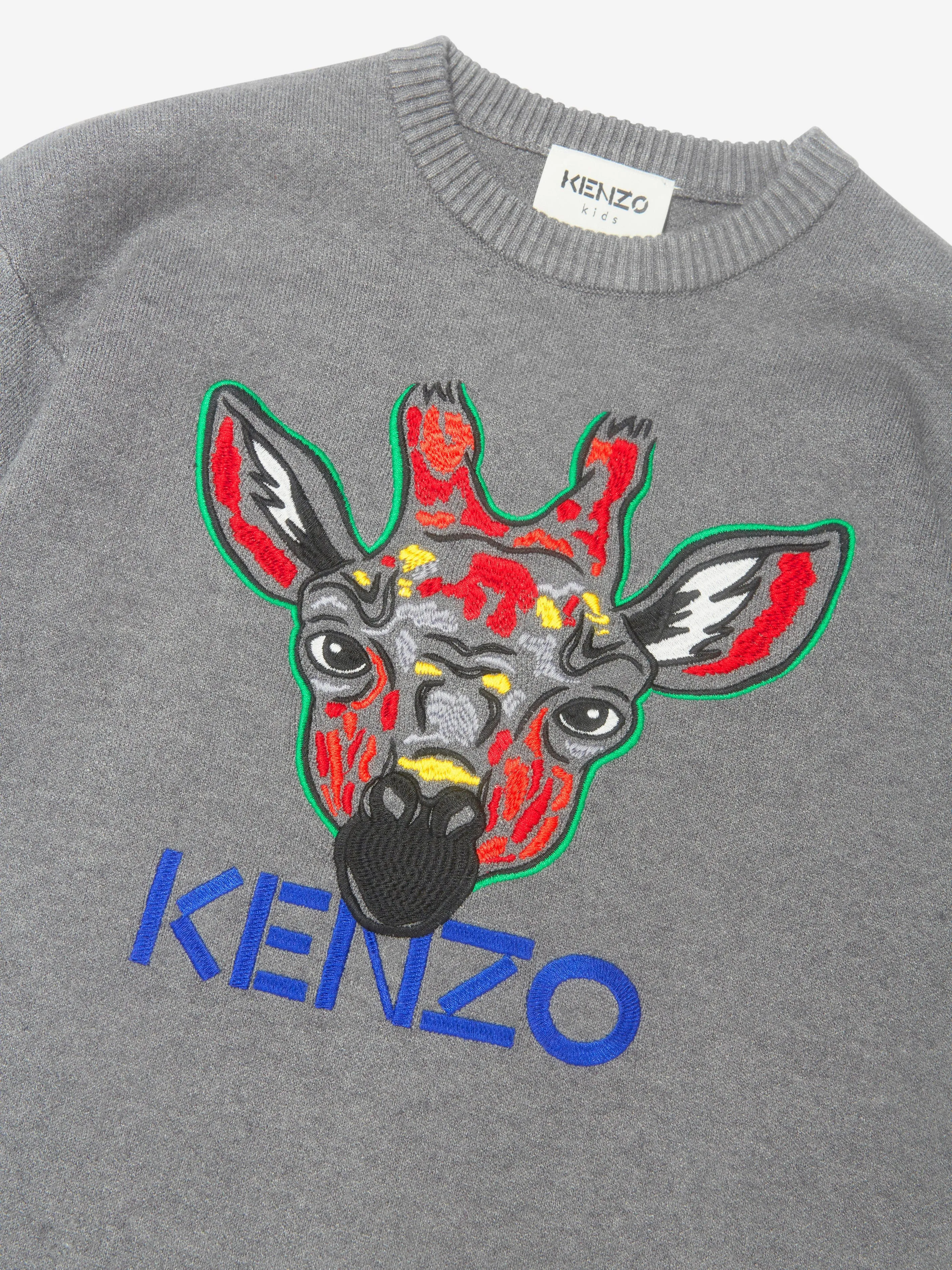 KENZO Girls Knitted Embroidered Giraffe Dress