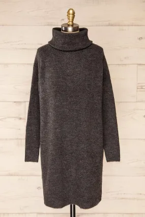 Koror Grey | Knit Turtleneck Sweater Dress