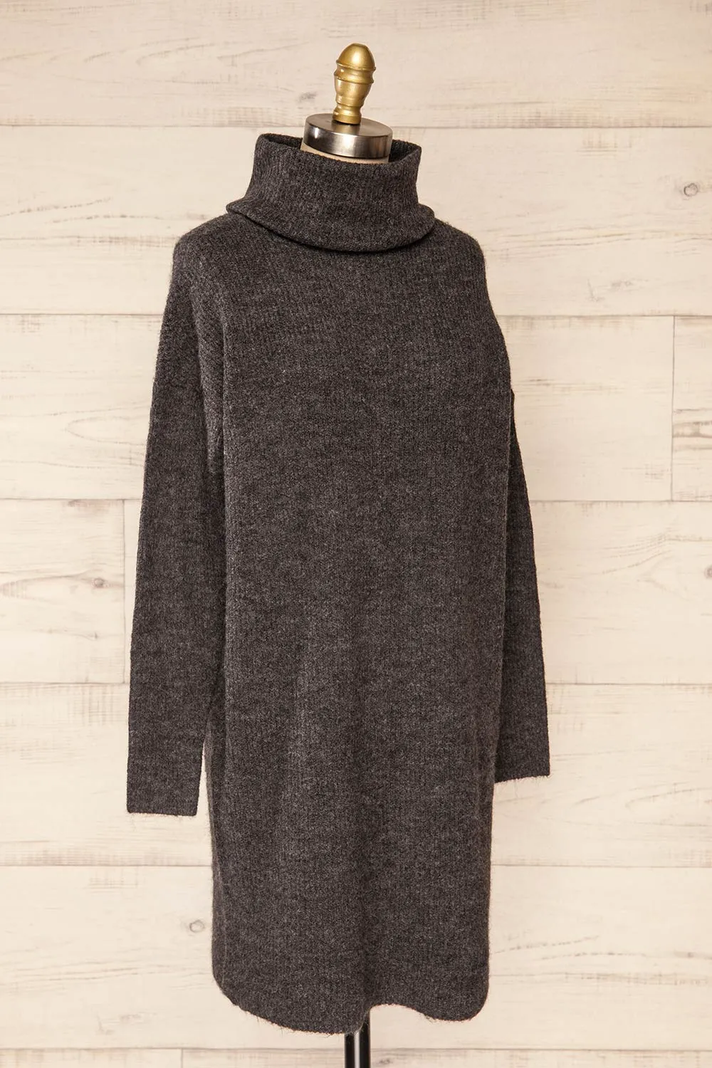 Koror Grey | Knit Turtleneck Sweater Dress