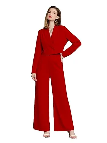 KOTTY Women's Co-ords Solid Dress Set Tomato red