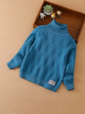 KUYEEBEAR Boys Casual Turtleneck Long Sleeve Knit Pullover Sweater For Fall/Winter