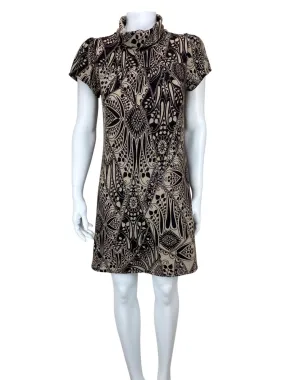 La Belle, Women's Printed Shift Dress, Brown/Oatmeal Heather, Size M