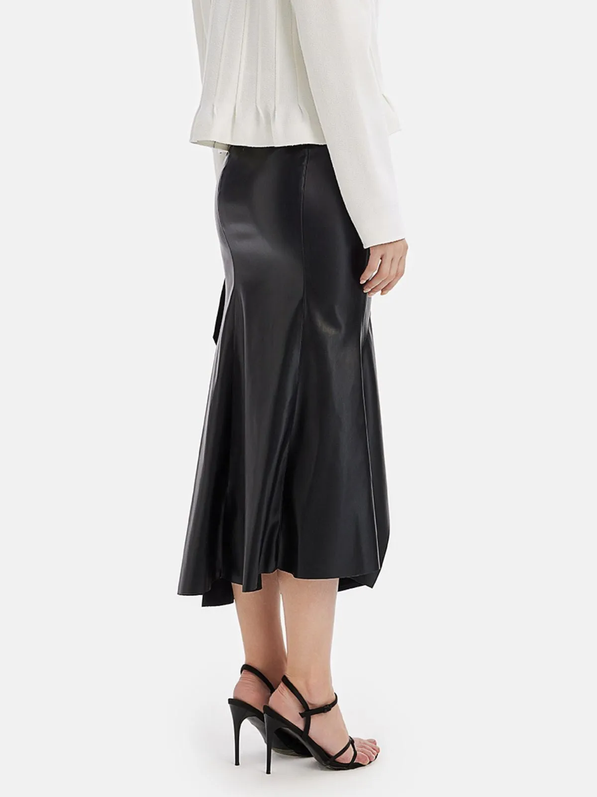 Layered Asymmetrical Leather Skirt