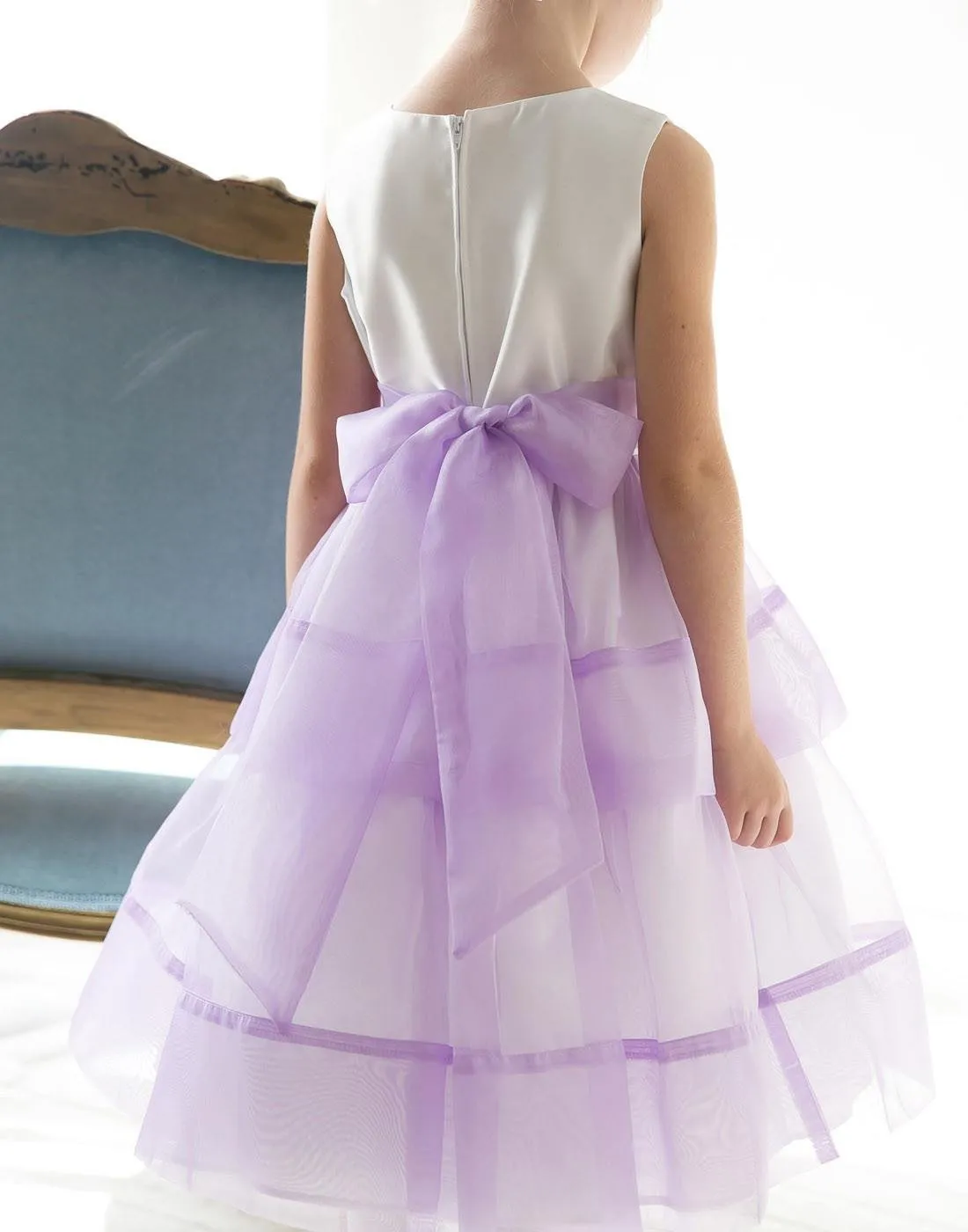 Layered Mirror Organza and Satin Dress - Pink