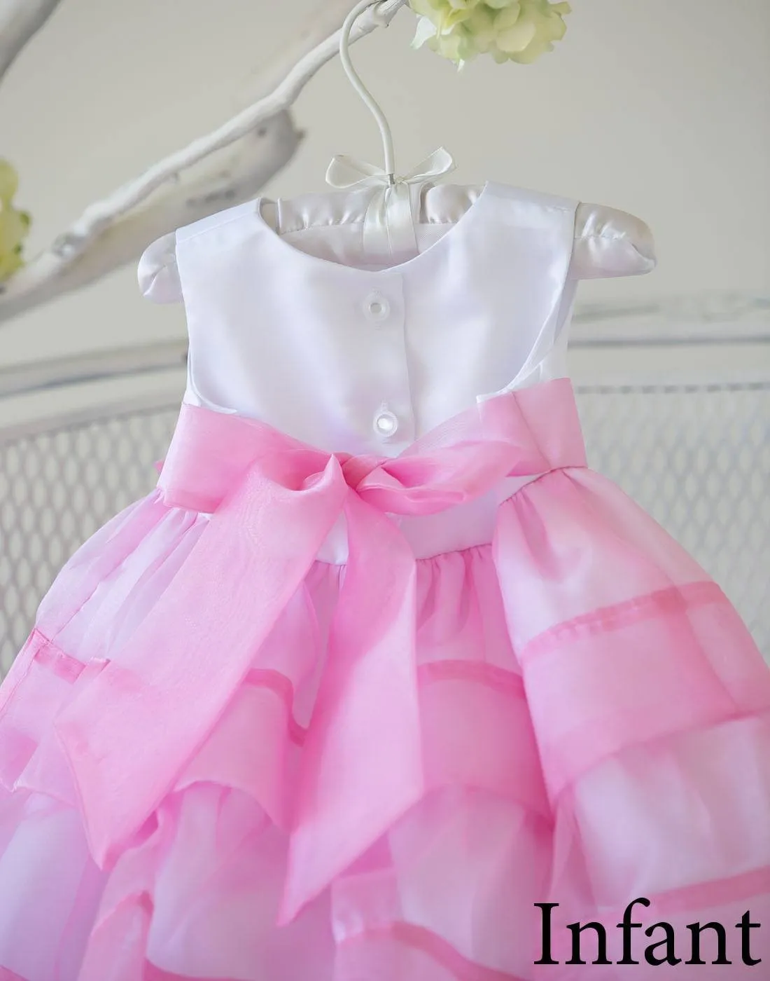 Layered Mirror Organza and Satin Dress - Pink