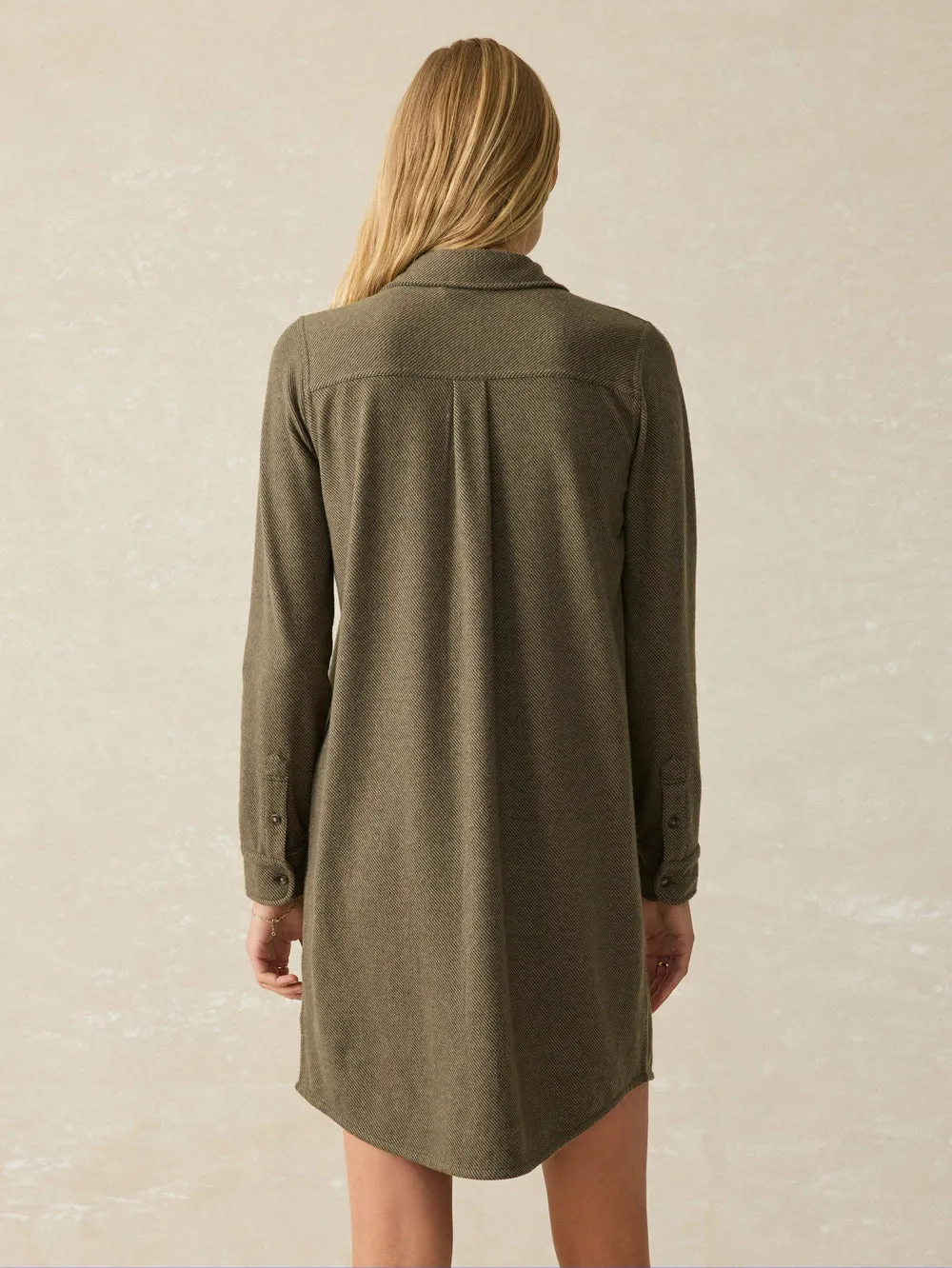 LEGEND SWEATER DRESS - OLIVE MELANGE TWILL