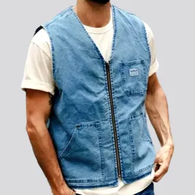 Light-wash regular jean vest
 for men