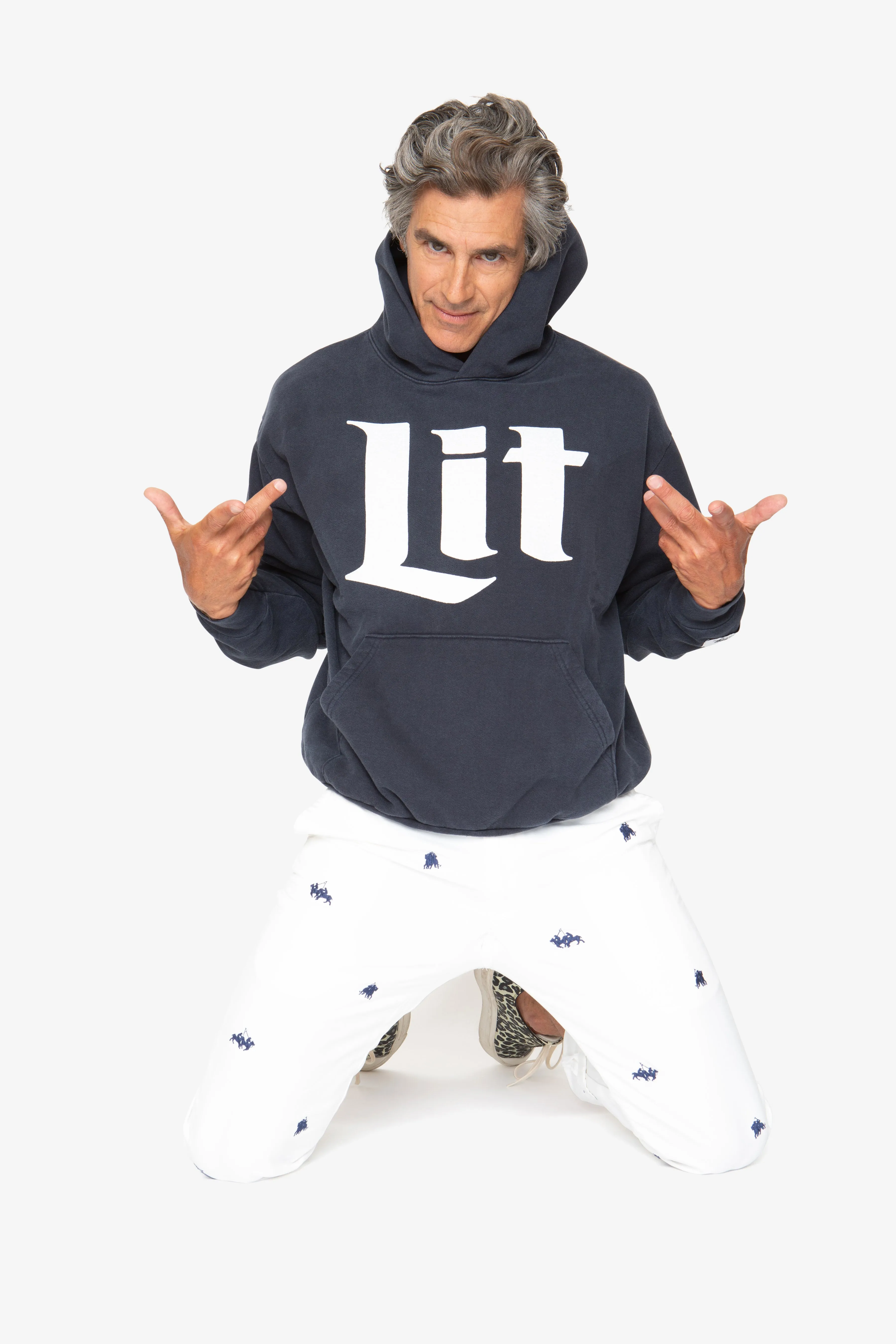 Lit Hoodie Sweatshirt in Navy