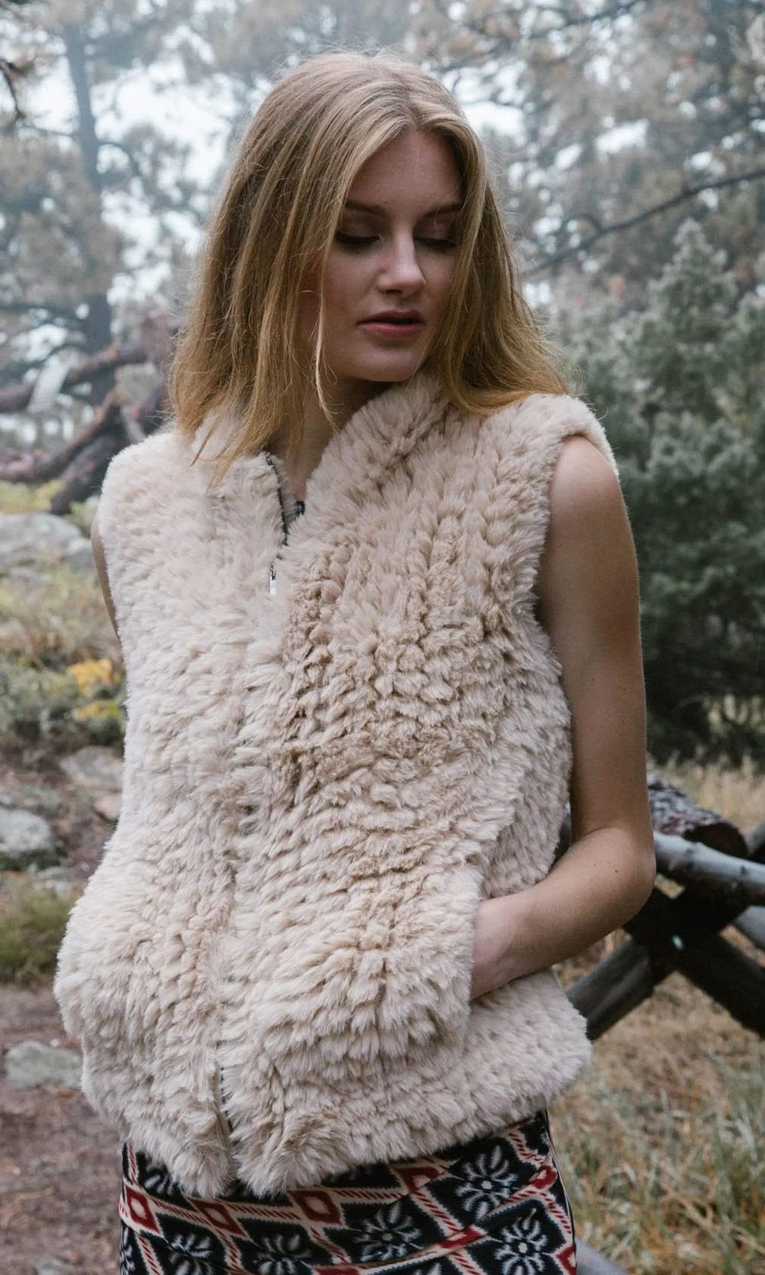 Love Token Ruby Zip Up Faux Fur Vest