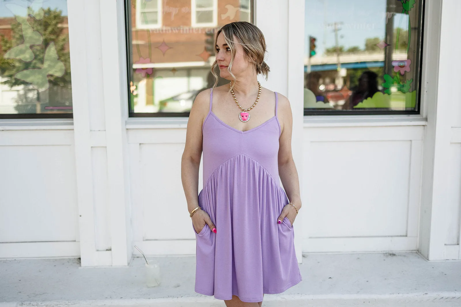 maddie mini dress in lilac