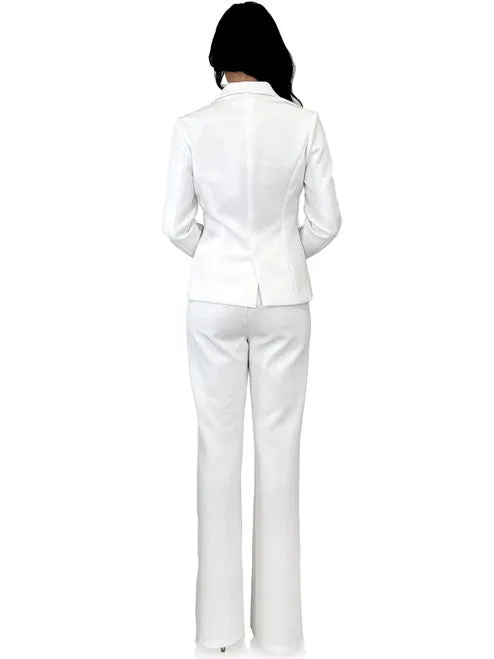 Marc Defang 8124 Scuba Pageant Jumpsuit Formal Interview Pant Suit Blazer Button