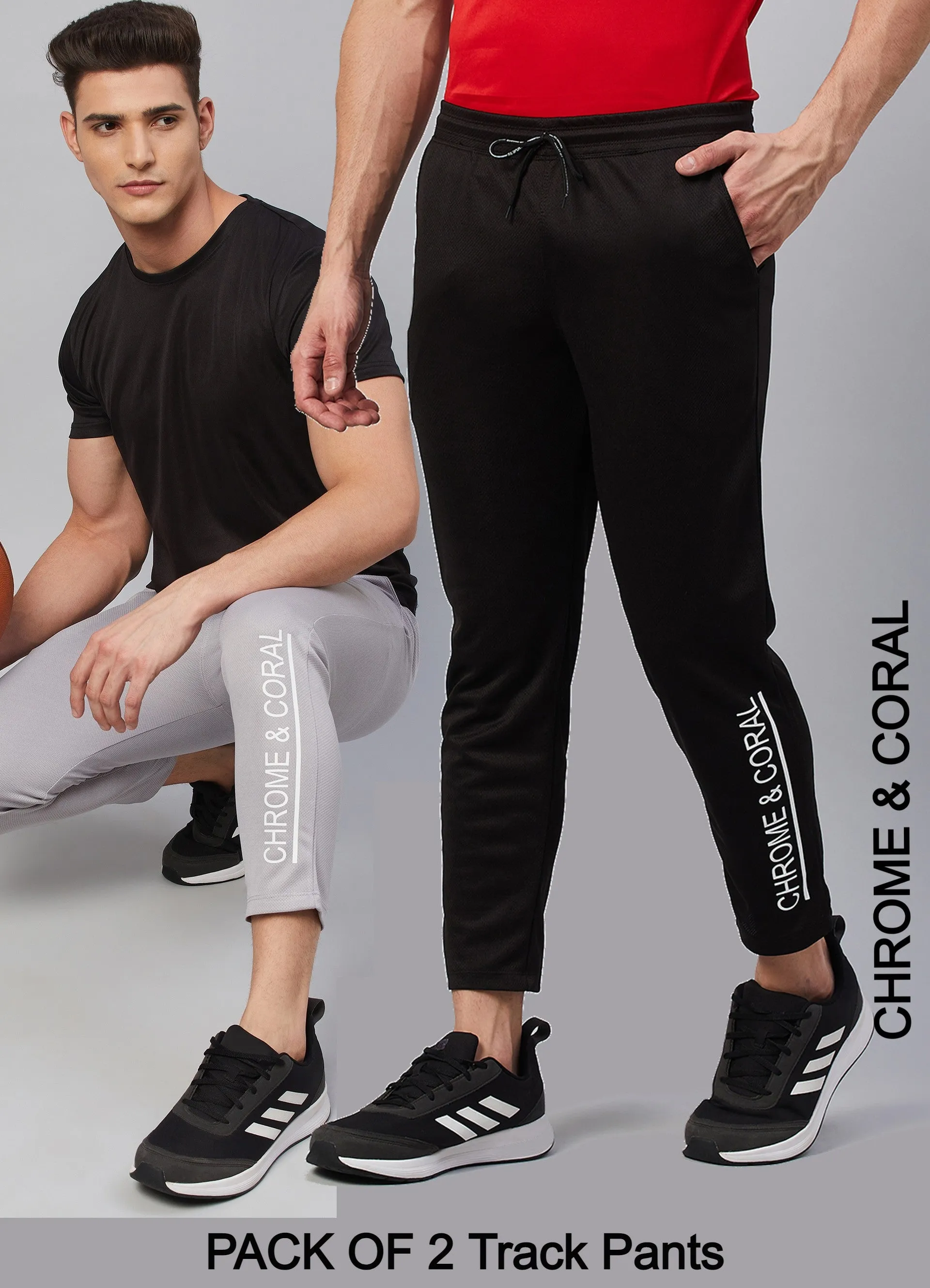 Men Printed Grey/Black Night Track Pants (Pack of 2)