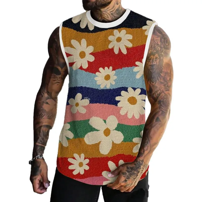 MEN'S BASIC PRINTED ROUND NECK VEST 39948713YM