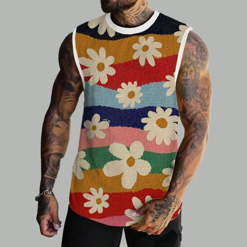 MEN'S BASIC PRINTED ROUND NECK VEST 39948713YM