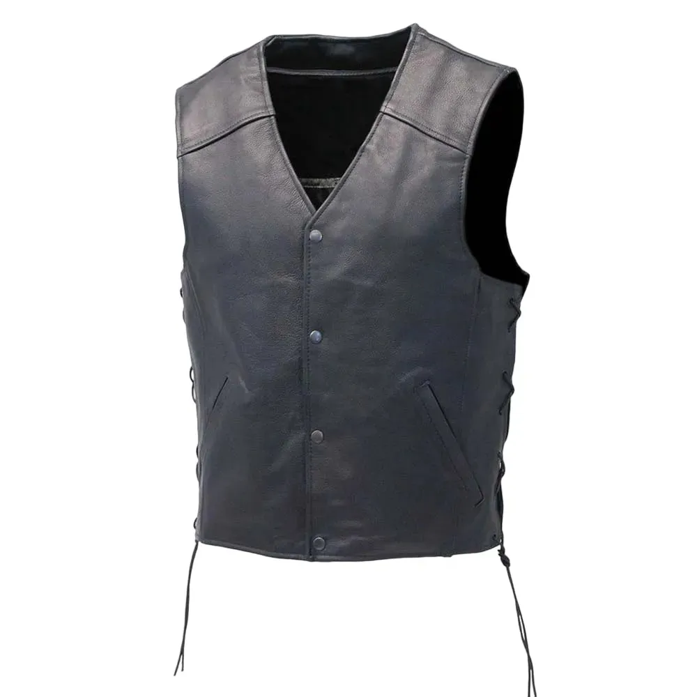 Mens Black Fitted Sheepskin Leather Vest