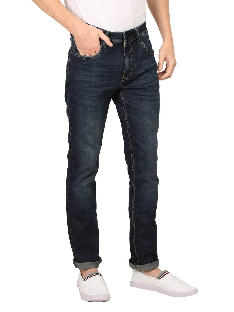 Men's Blue Denim Solid Relaxed Fit Mid-Rise Jeans