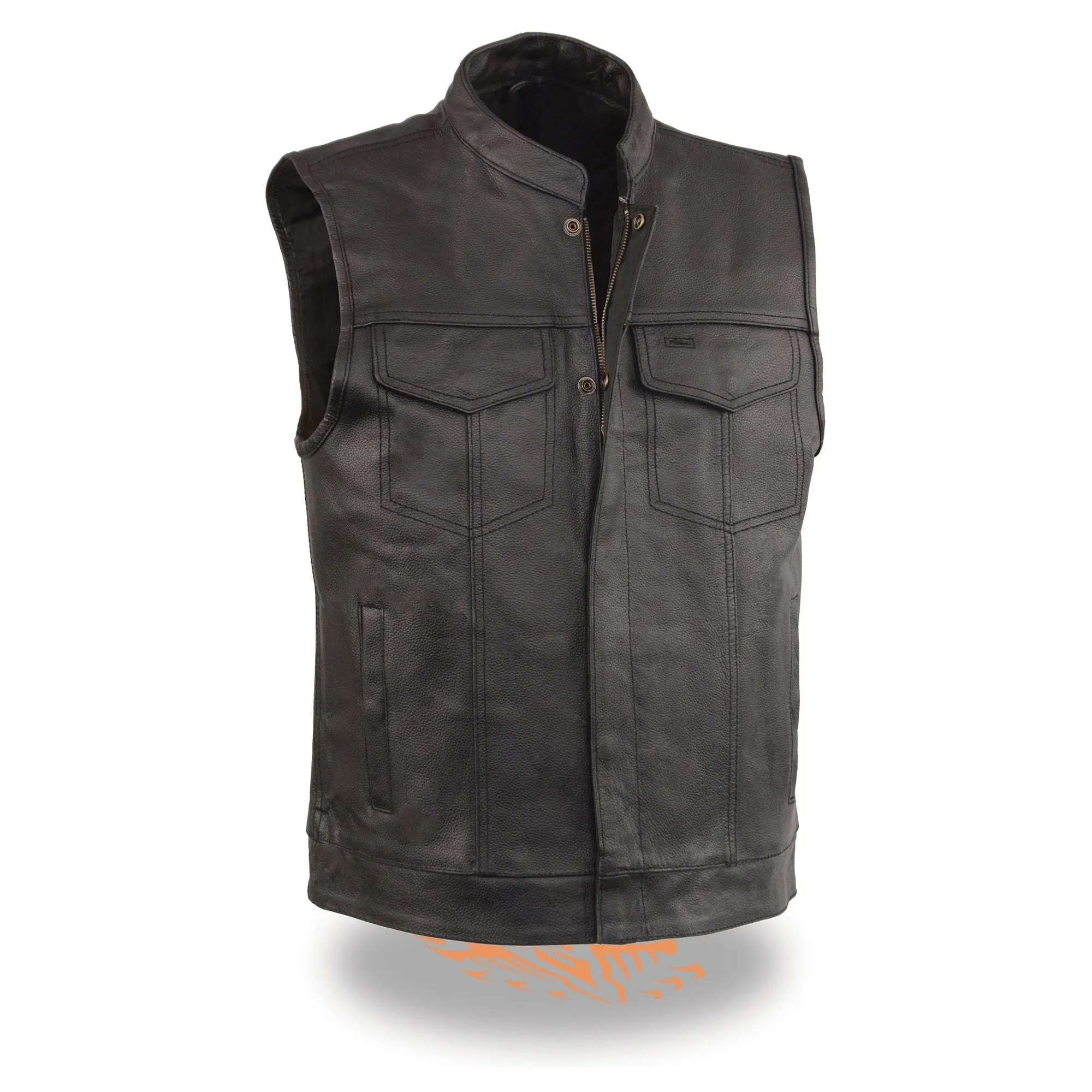 Men's Open Neck Snap/Zip Front Club Style Vest