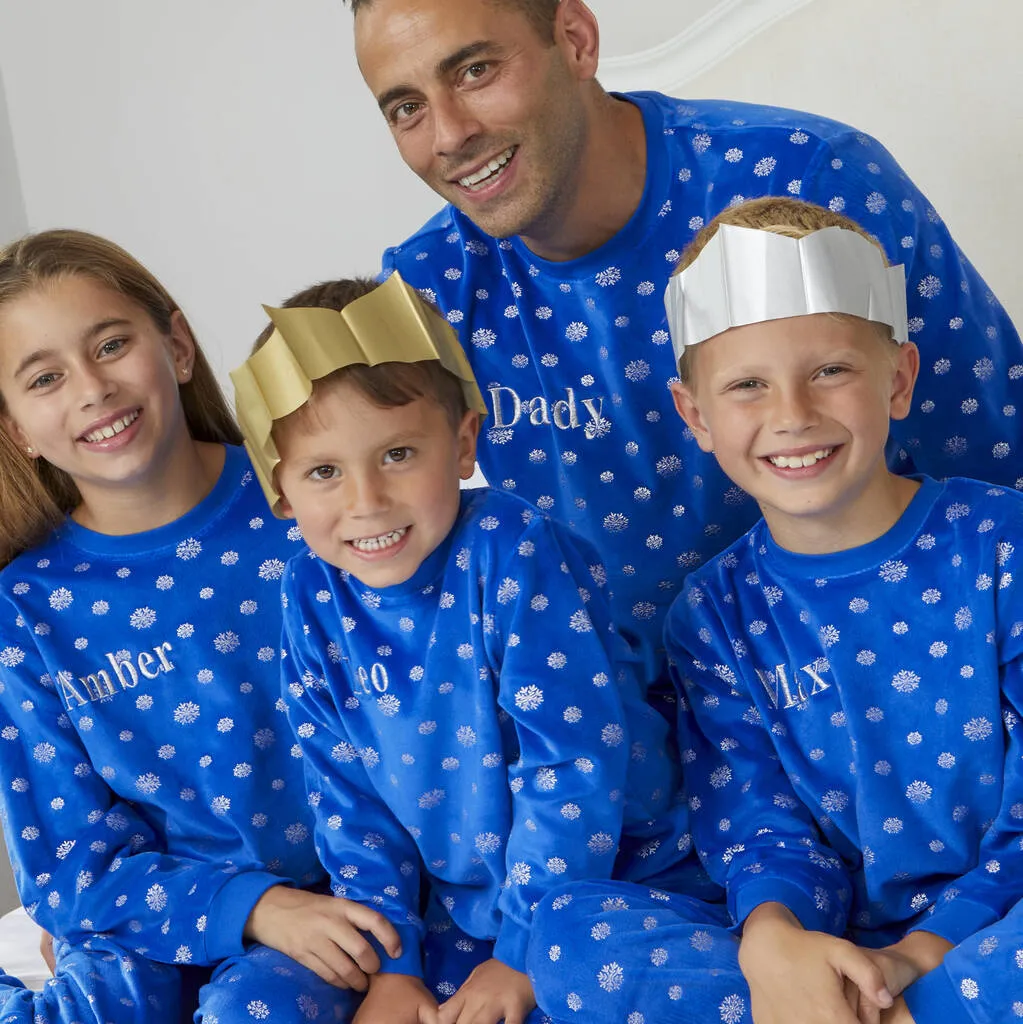 Mens Personalised Matching Family Christmas Snowflake Pyjamas